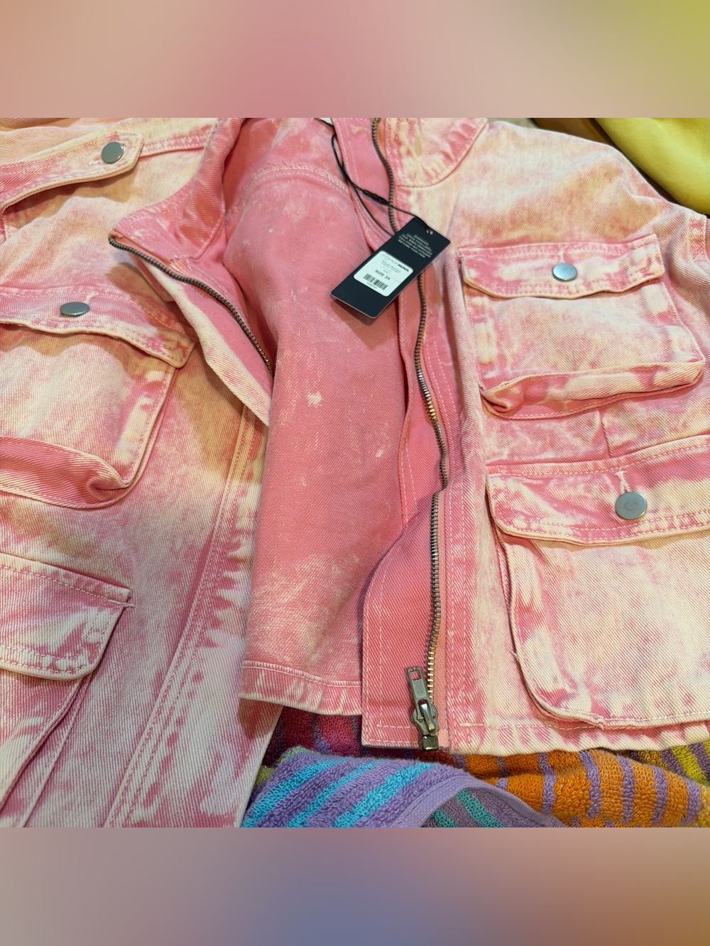 Fashion Nova Pink Tie-Dye Denim Trucker Jacket pants size 16 plus